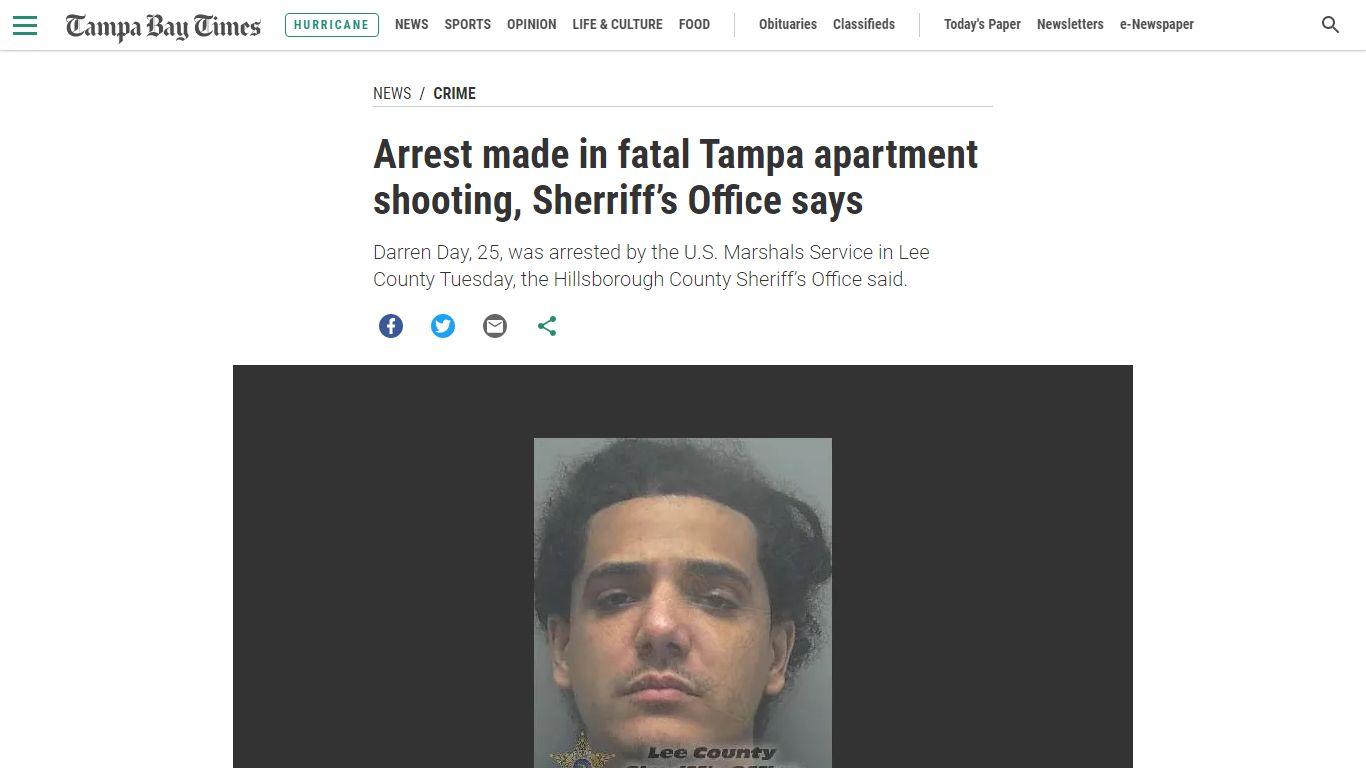 Arrest made in fatal Tampa apartment shooting, Sherriff’s Office says