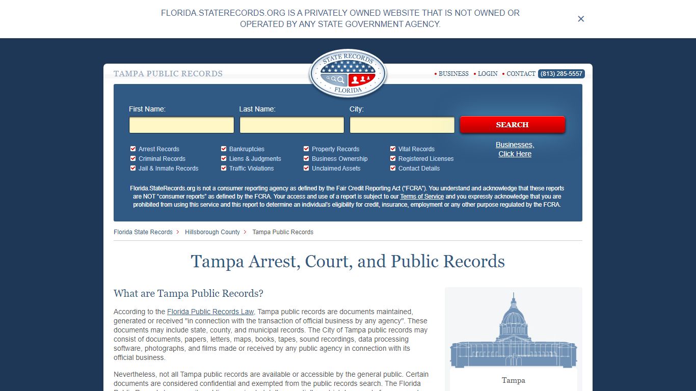 Tampa Arrest and Public Records | Florida.StateRecords.org